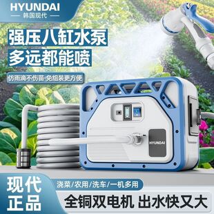 韩国现代充电式抽水泵高压大功率小型多功能便携家用户外浇菜神器
