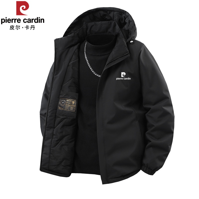 皮尔卡丹棉衣男款2025新款冬季连帽潮牌加厚保暖防风棉服外套男装
