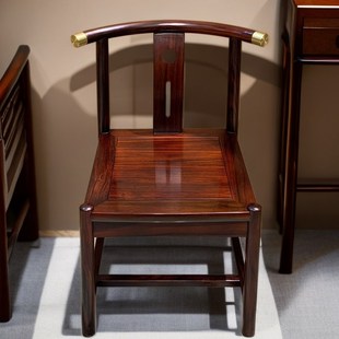 红木半圈椅茶椅印尼黑酸枝阔叶黄檀铜角新榫卯茶桌椅