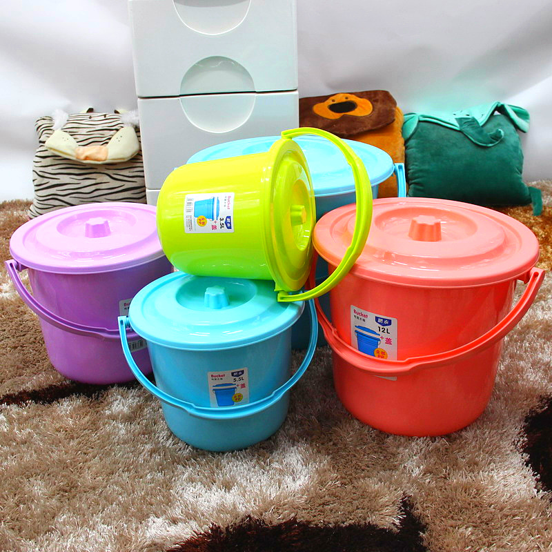 家用手提塑料小桶圆形有盖2-.升桶子塑料桶通用加厚化工料小号