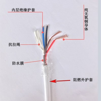 白色铜芯软芯护线2  芯5监控线平方电线