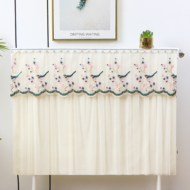 蕾丝暖气片罩防尘罩防熏黑墙老式铸铁暖气罩布艺全包遮挡装饰帘