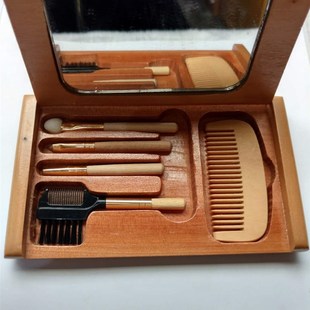 峨眉山四面十方普贤图案梳镜礼品装镜盒木梳