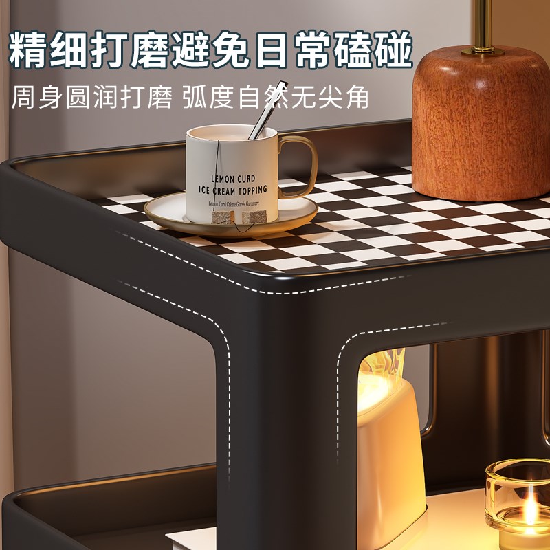 可移动沙发边几奶油风茶几现代岩板小桌子床头侧边柜小户型小推车