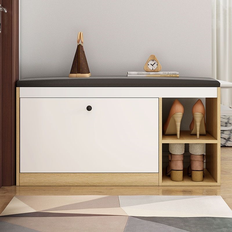 入门鞋柜坐凳一体家用门口带换鞋凳可坐软包坐垫进门穿鞋凳翻斗架