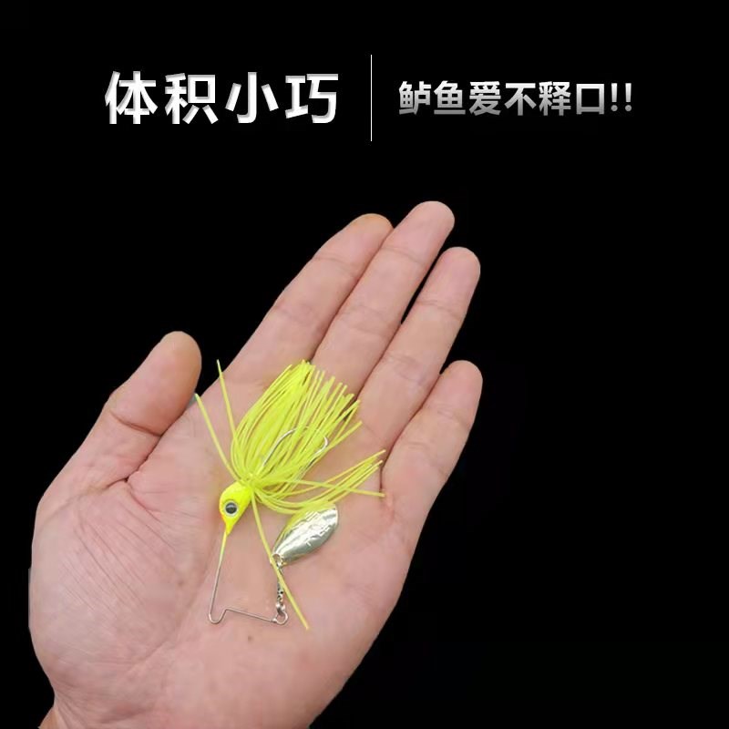 复合亮片鲈鱼假饵胡须佬复合旋转亮片黑坑鲈鱼5克淡水路亚饵假。