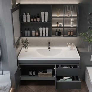 欧帝奴实木浴室柜洗手盆洗漱台洗手台智能镜柜浴室柜装