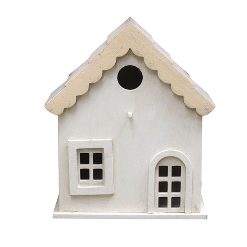 复古白色小房子木头鸟巢家居装饰鸟窝园杂货鸟屋庭院挂饰