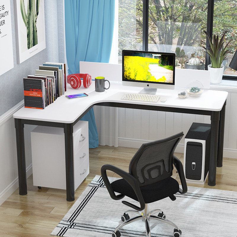 台式电脑桌L型转角办公桌T型拐角书桌家用卧室学习写字台单人