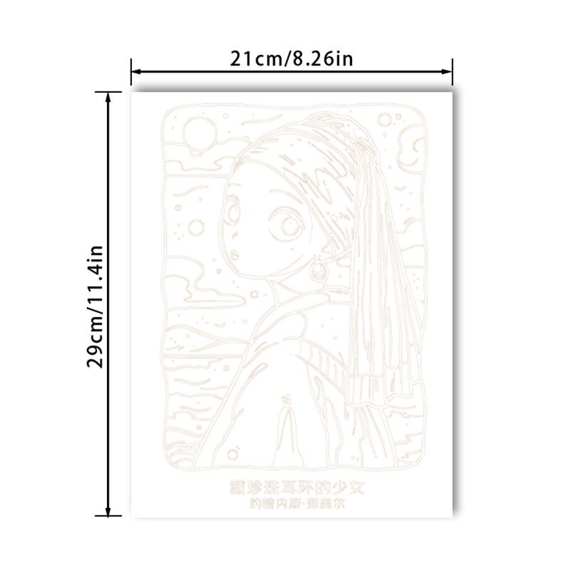 世界名画涂色卡创意美术上色卡片丙烯马笔涂鸦填色卡饰画