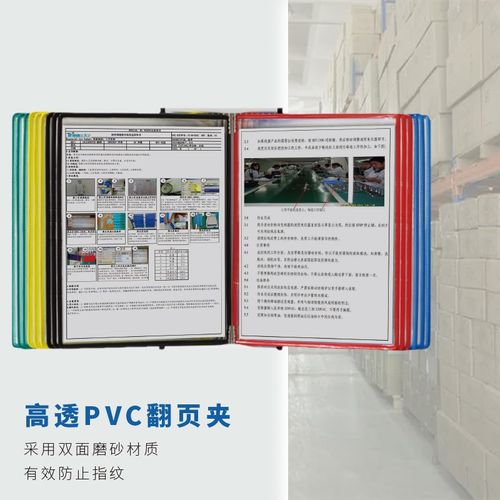 2页挂墙文件夹竖向翻页展示文件架壁挂式车间资料架活页文件架展