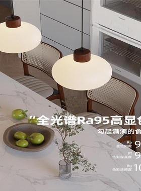 胡桃木法式奶油灯吊灯艺术intge中古柿子灯家用小户型吧台