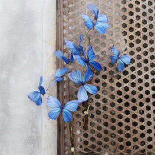 仿真蝴蝶花浪漫餐桌装饰家居软装花艺摄影道具手捧花蓝色婚庆