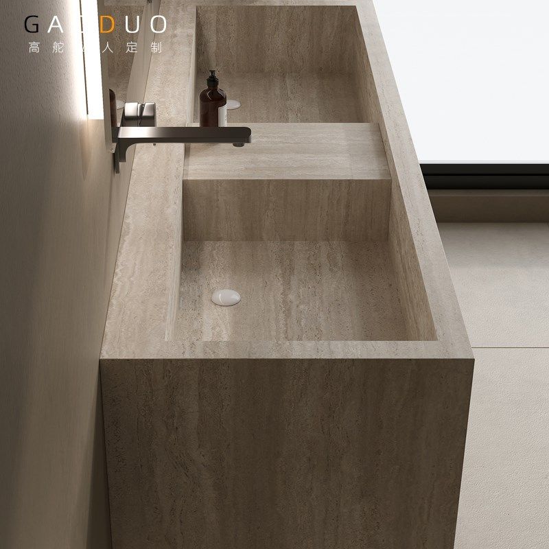 浴室柜岩板无缝一体盆定制挂墙式洗手池洗漱单盆尺寸