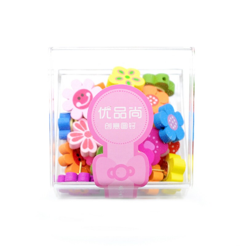 粒盒装钉墙软木创意大头工字彩色钉子无痕墙钉按钉小花图钉