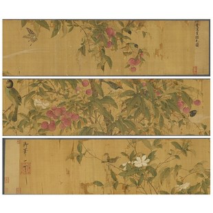 宋徽宗赵佶写生翎毛图鸟画国画长卷微喷复制装饰画