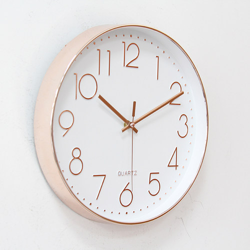 特 圆形卧室挂钟客厅跳秒机芯有声时钟装饰现代挂表钟表家用