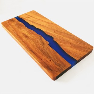 高档实木榆木板板和树脂结合艺术板桌面长方圆木板子定制尺寸