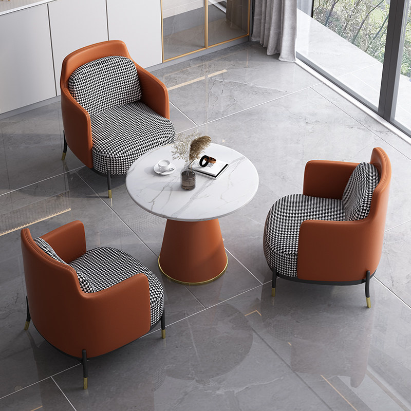 现代餐桌家用小户型吃饭桌圆桌休闲洽谈接待桌椅阳台桌椅