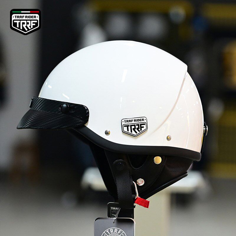 意大利TRRF复古碳纤维头盔摩托车半盔男女3c认证巡航踏板夏季瓢盔