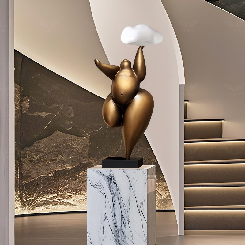 云朵抽象风韵胖妞人物雕塑摆件家居客厅玄关创意人形艺术软装饰品
