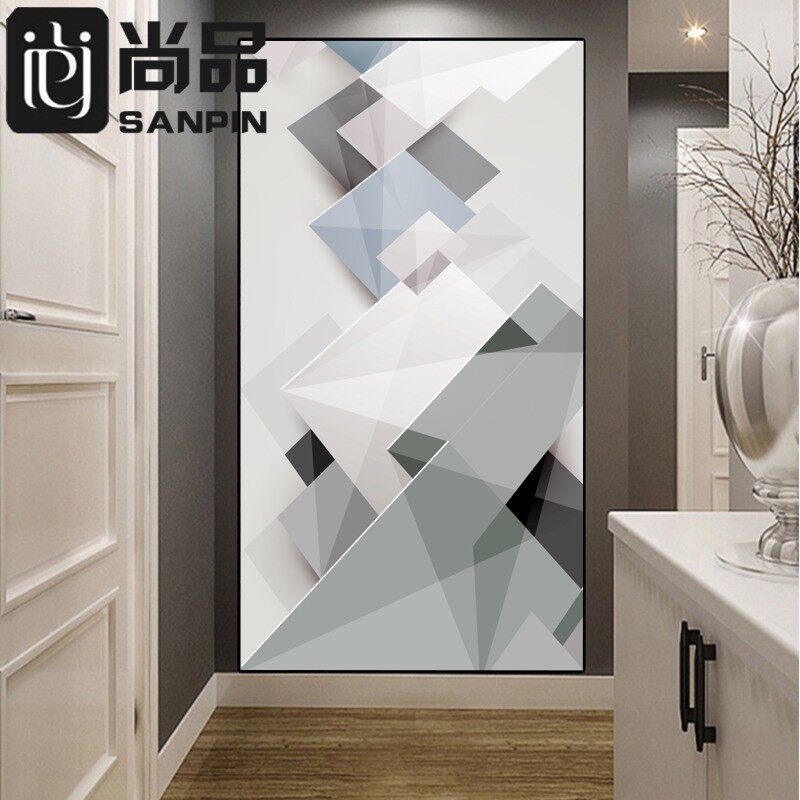 立体玄关壁走廊过道背景墙壁画现代几何饰画进门墙布