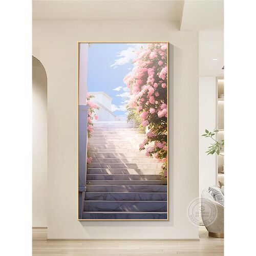 现代空间延伸入户玄关饰画客厅玄幻走廊过道尽挂画级感