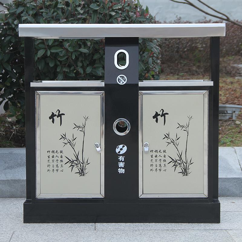 户外环卫垃圾桶小区304不锈钢垃圾箱室外分类果皮箱大号双桶厂家