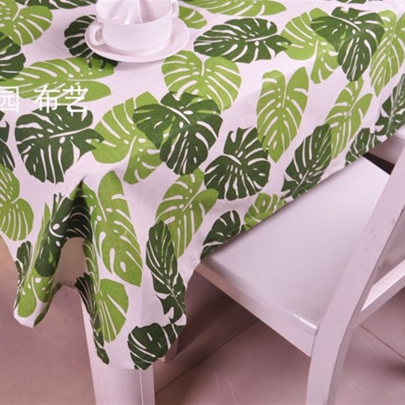 馨家园 树叶子田园桌布 麻布绿色餐桌布 拍照背景 茶几布已花型