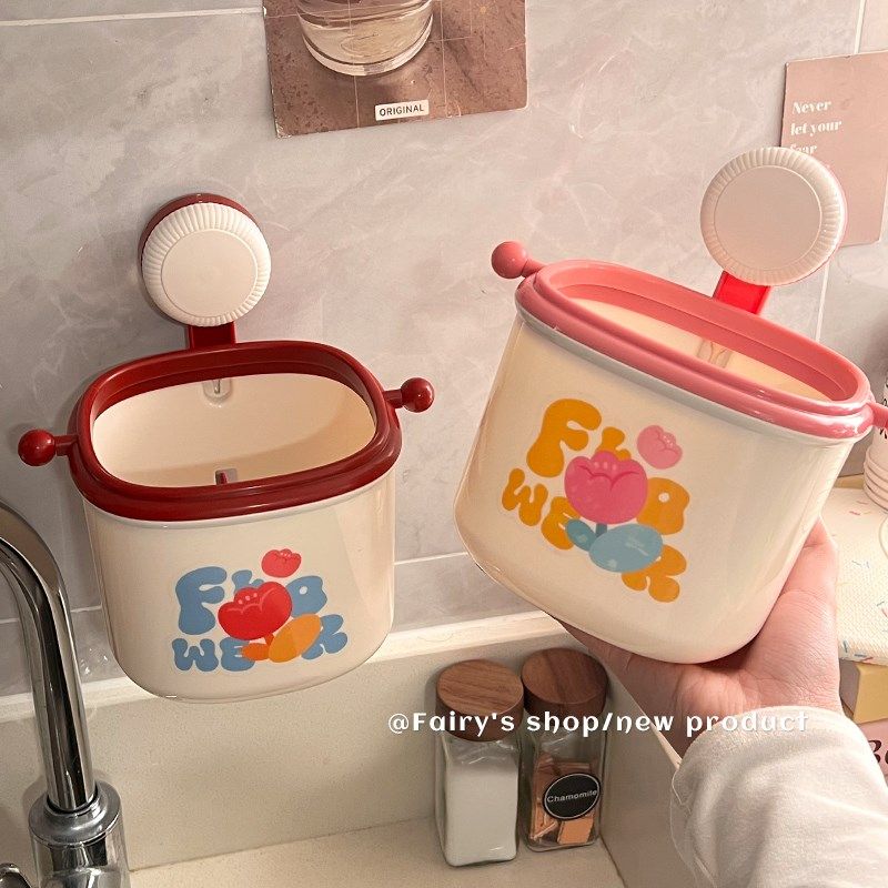 迷你垃圾桶吸盘壁挂式家用卫生间洗漱台洗脸巾免打孔压圈无盖纸篓