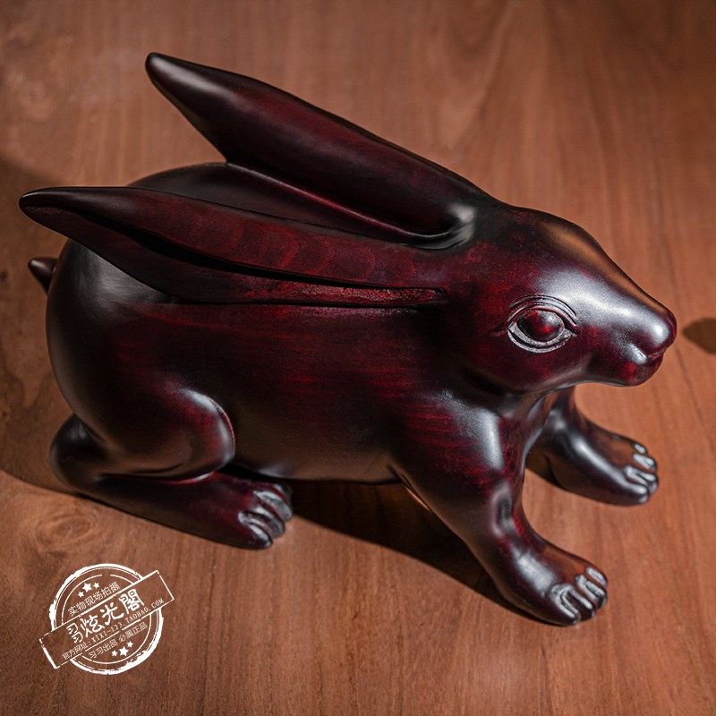 习习】生肖木制摆件木兔木猪木马