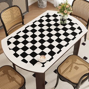 中古风折叠椭圆形桌垫餐桌垫餐桌布防水防油免洗圆桌桌子保护垫