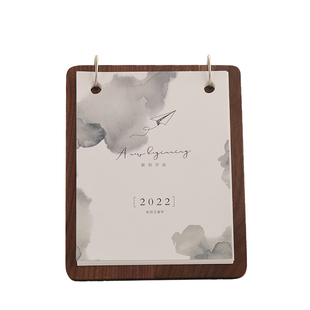 企业台历年定制创意照片风办公桌面木质台历架实木日历