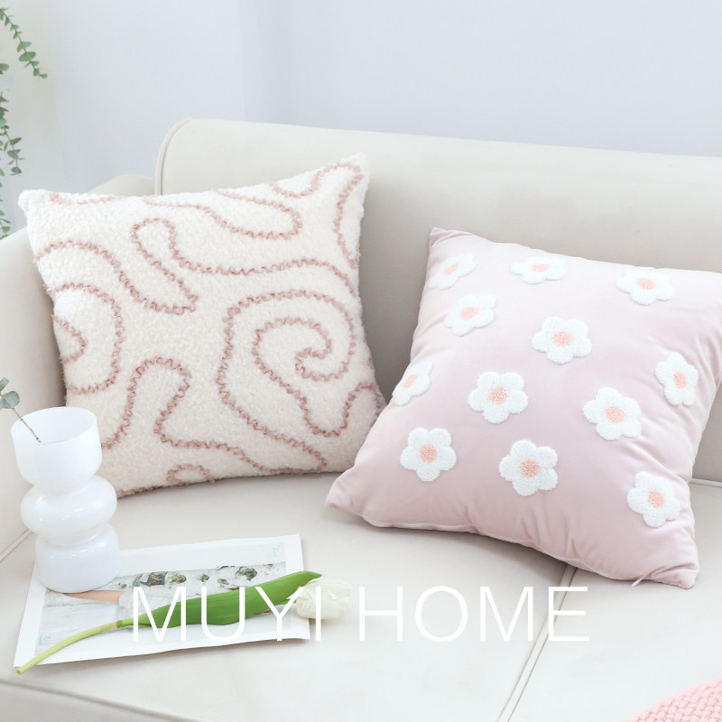 浪漫春季粉色小花抱枕客厅沙发用抱枕含芯方枕靠枕靠垫卧室用