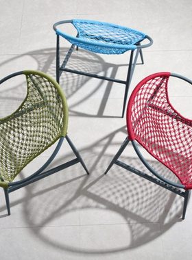 WAPUS藤尔高端阳台桌椅度假户外休闲彩色椅子高级酒店艺术椅红色