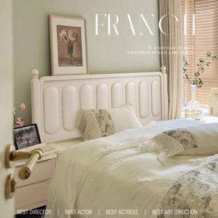 北欧白色实木床现代简约主卧法式 奶油风1.5米1.8双人床复古小户型