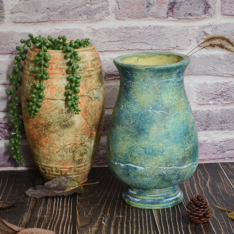 手工粗陶花盆复古法师多肉花盆落C地花瓶干花插花摆件花器陶罐装