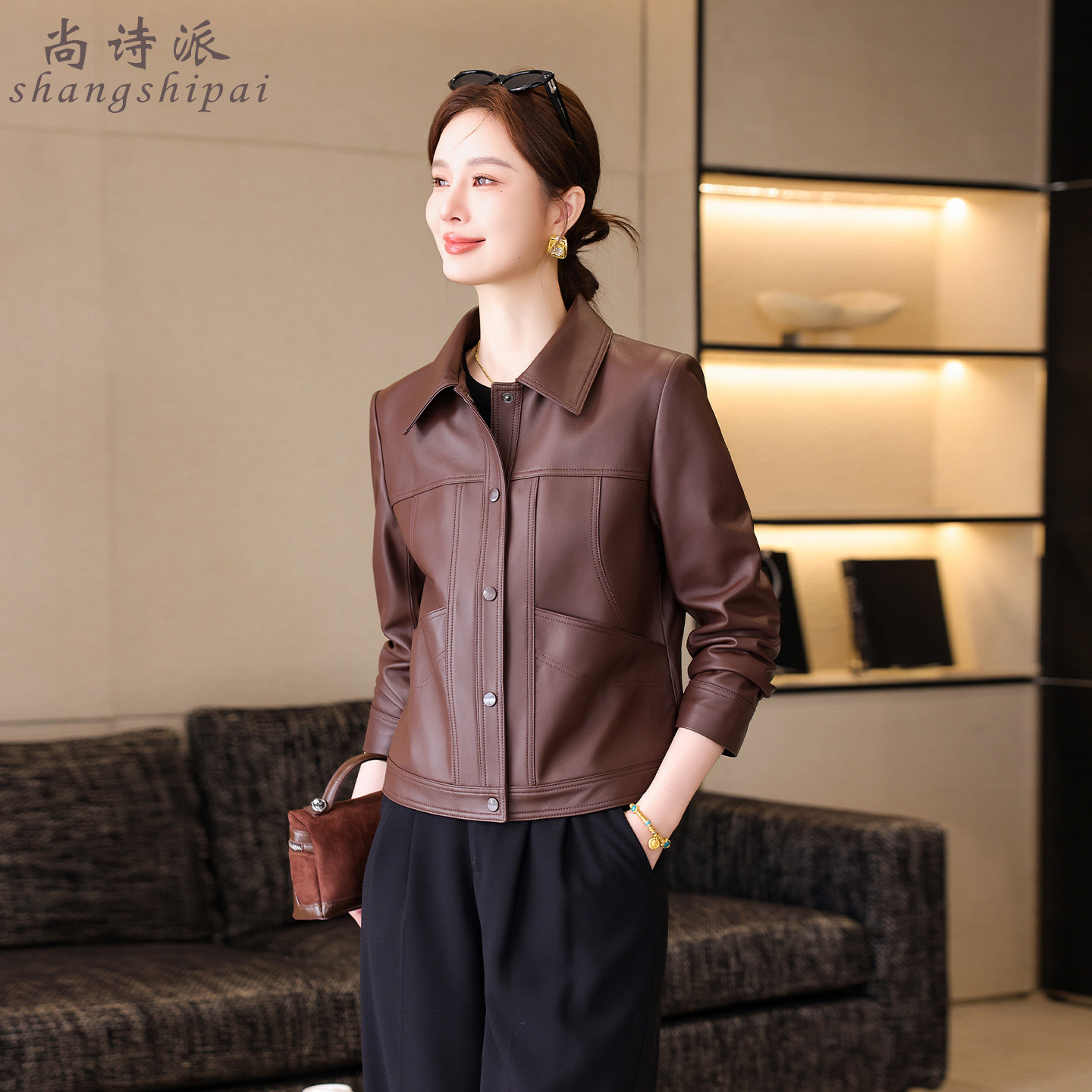 真皮皮衣女2025春秋新款头层绵羊皮修身外套小个子短款机车皮夹克