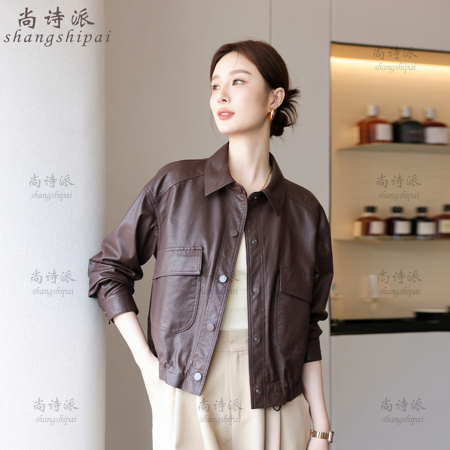 真皮皮衣女2025新款春秋海宁植鞣绵羊皮夹克妈妈休闲外套宽松短款
