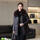高端海宁皮草狐狸毛领中长款 真皮羽绒服外套女2025冬季 新款 上衣