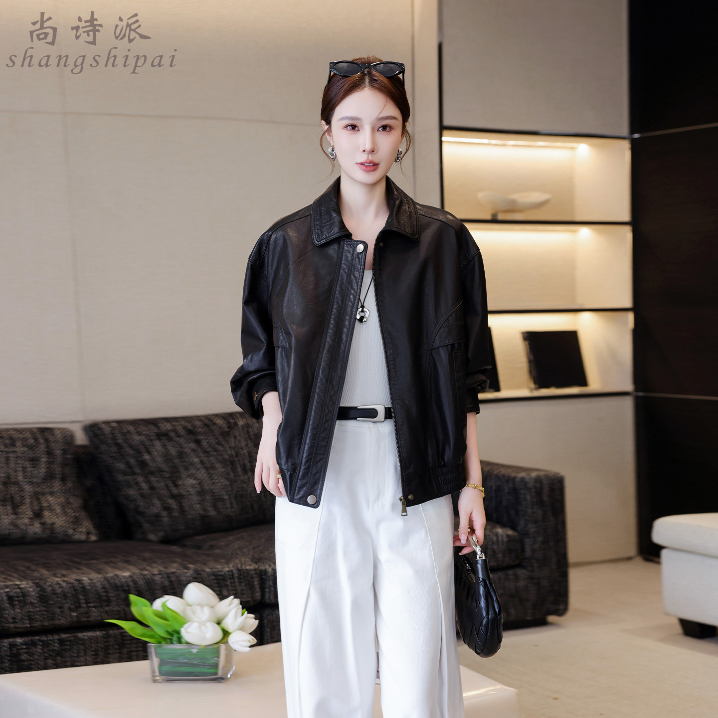 真皮皮衣女短款宽松外套