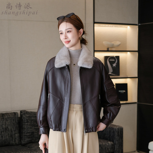 真皮羽绒服女短款2025冬季新款海宁绵羊皮休闲夹克宽松外套大码
