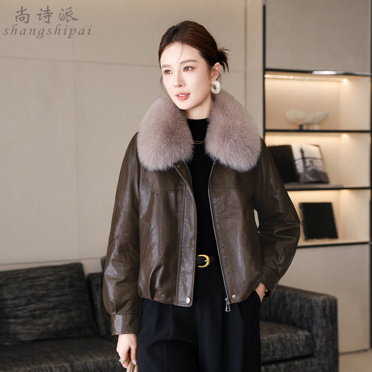 海宁真皮皮衣女短款大狐狸毛领皮夹克鹅绒服头层绵羊皮羽绒服外套,女装/女士精品,皮衣,淘宝优惠券,粉丝福利购,淘宝优惠卷