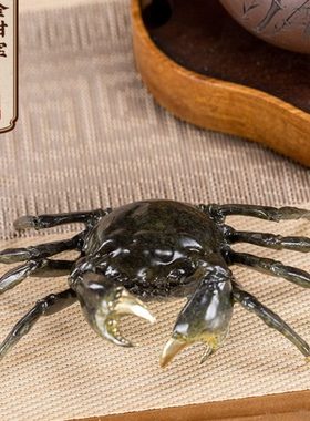 朱炳仁铜 金钳宝 铜螃蟹摆件八方来财客厅桌面茶宠手把件装饰礼品