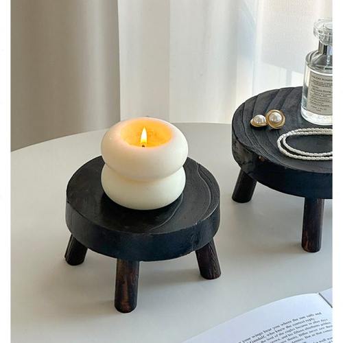 香薰蜡烛托盘氛围感拍照道具实木花瓶底座花盆托盘首饰展示架复古