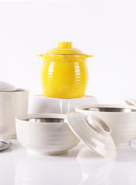 Swan白色A5喷点大理石密胺汤盅真功夫餐具套装蒸蛋炖盅带盖碗饭盅