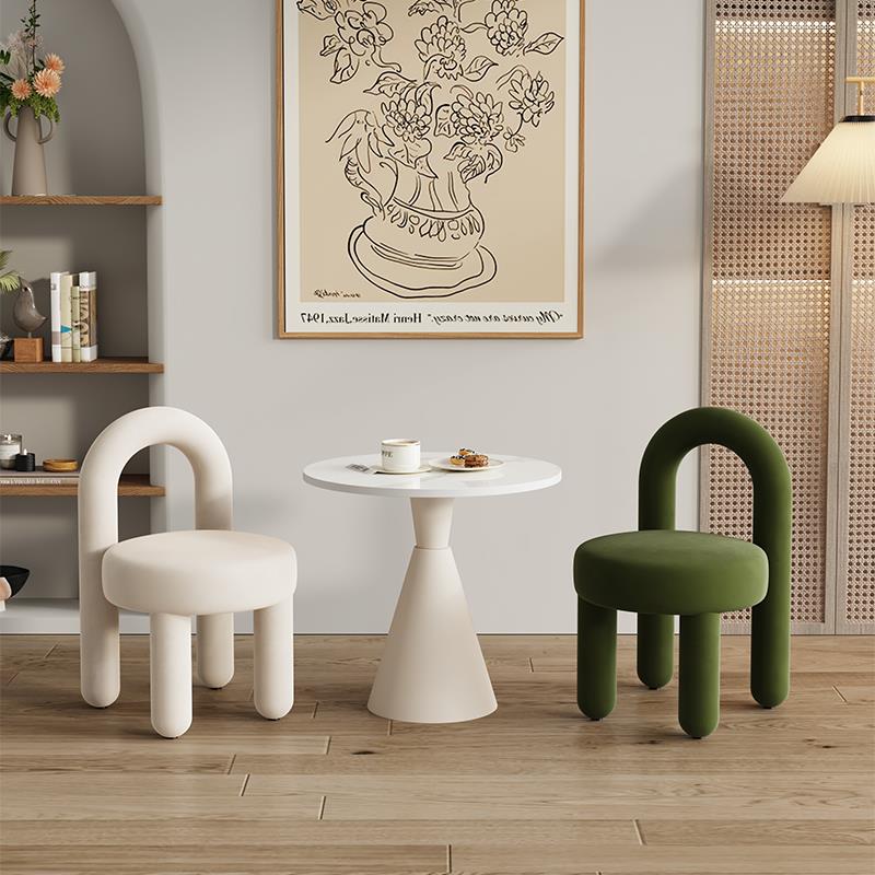 奶油风单人沙发椅美容院接待会客洽谈桌椅组合阳台休闲茶桌椅组合