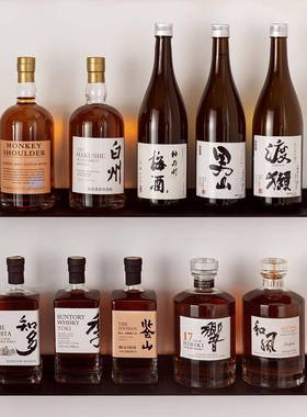样板房酒店售楼部酒柜吧台日式假酒道具摆件威士忌清酒瓶洋酒摄影