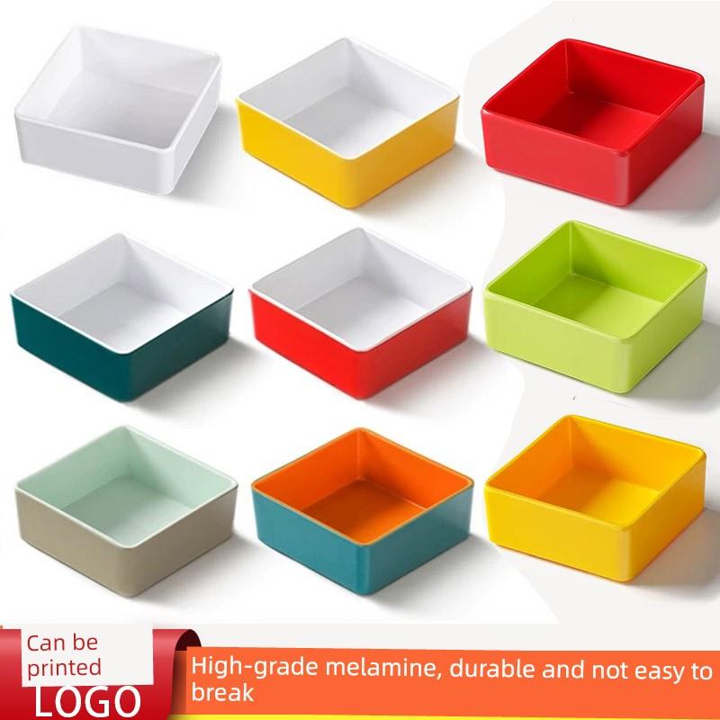 三聚氰胺防摔叠加小方盒商业酒店休闲洗浴会所自助水果小吃盘方盒