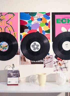 仿真黑胶唱片彩色打卡点装饰拍照道具直播间背景墙海报拍摄摆件